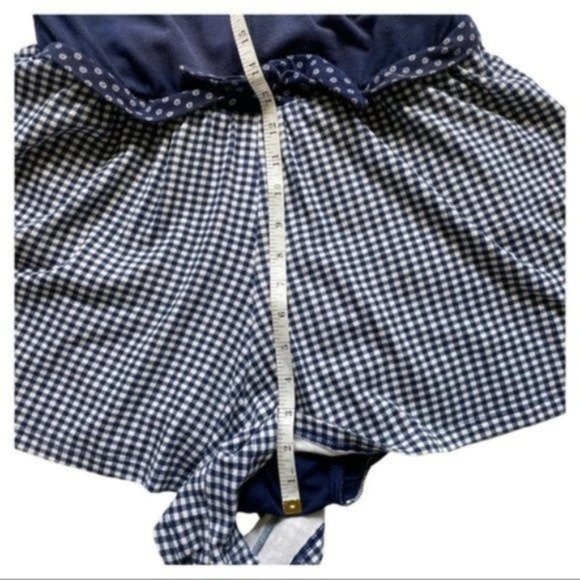 Vintage One Piece Romper Shorts Bathing Suit Blue Plaid Checkered one piece - Picture 9 of 13